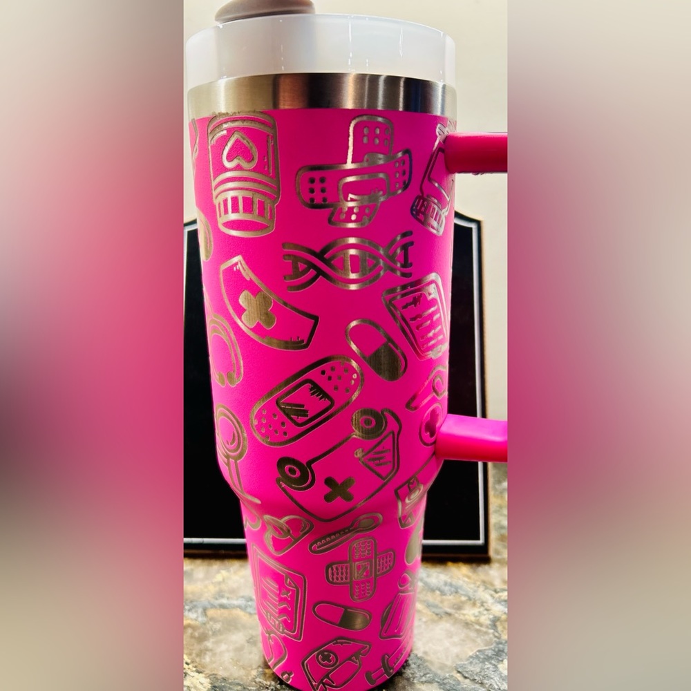 NEW! Engraved hot pink medical tumbler!